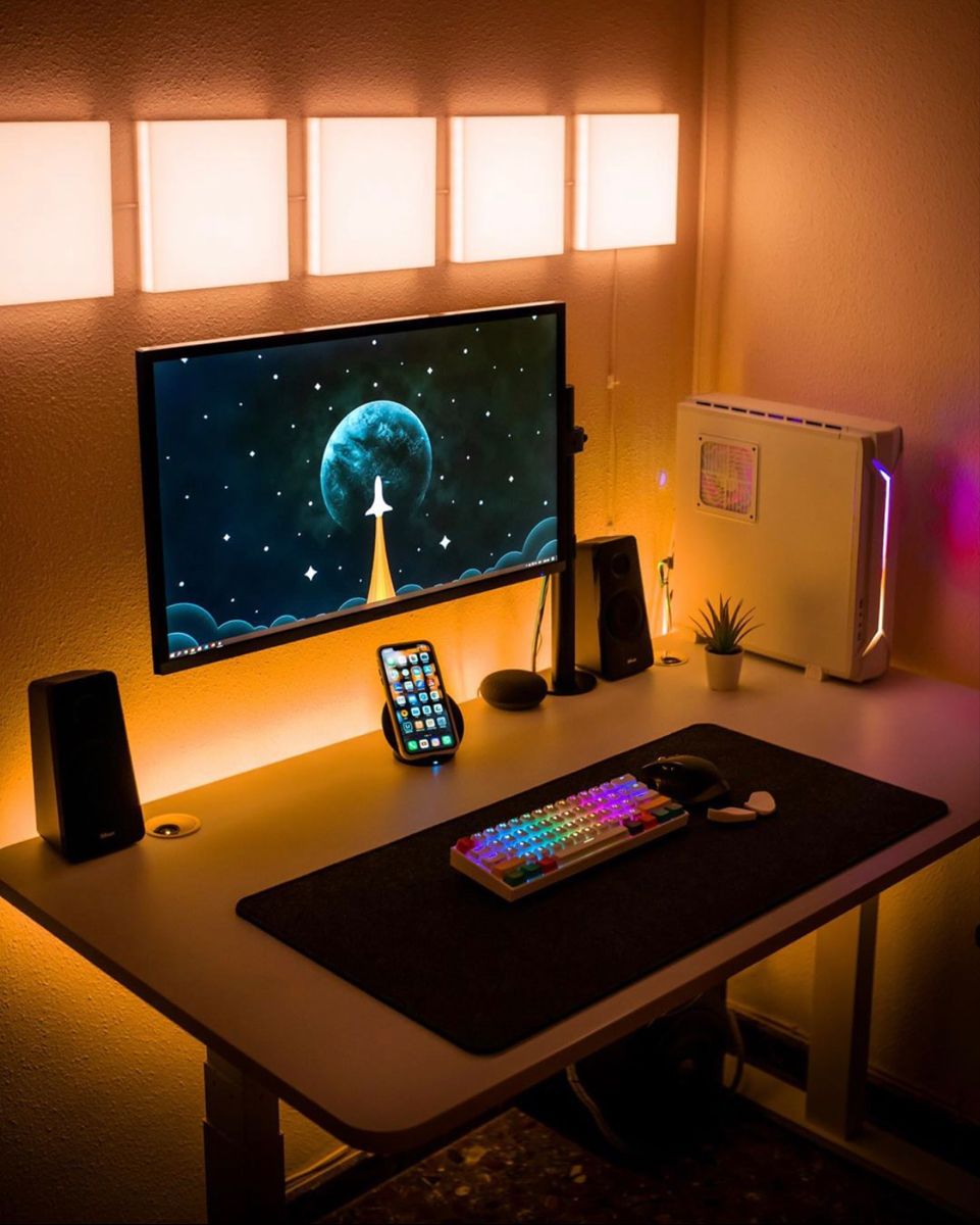 Cozy gaming corner with soft lighting